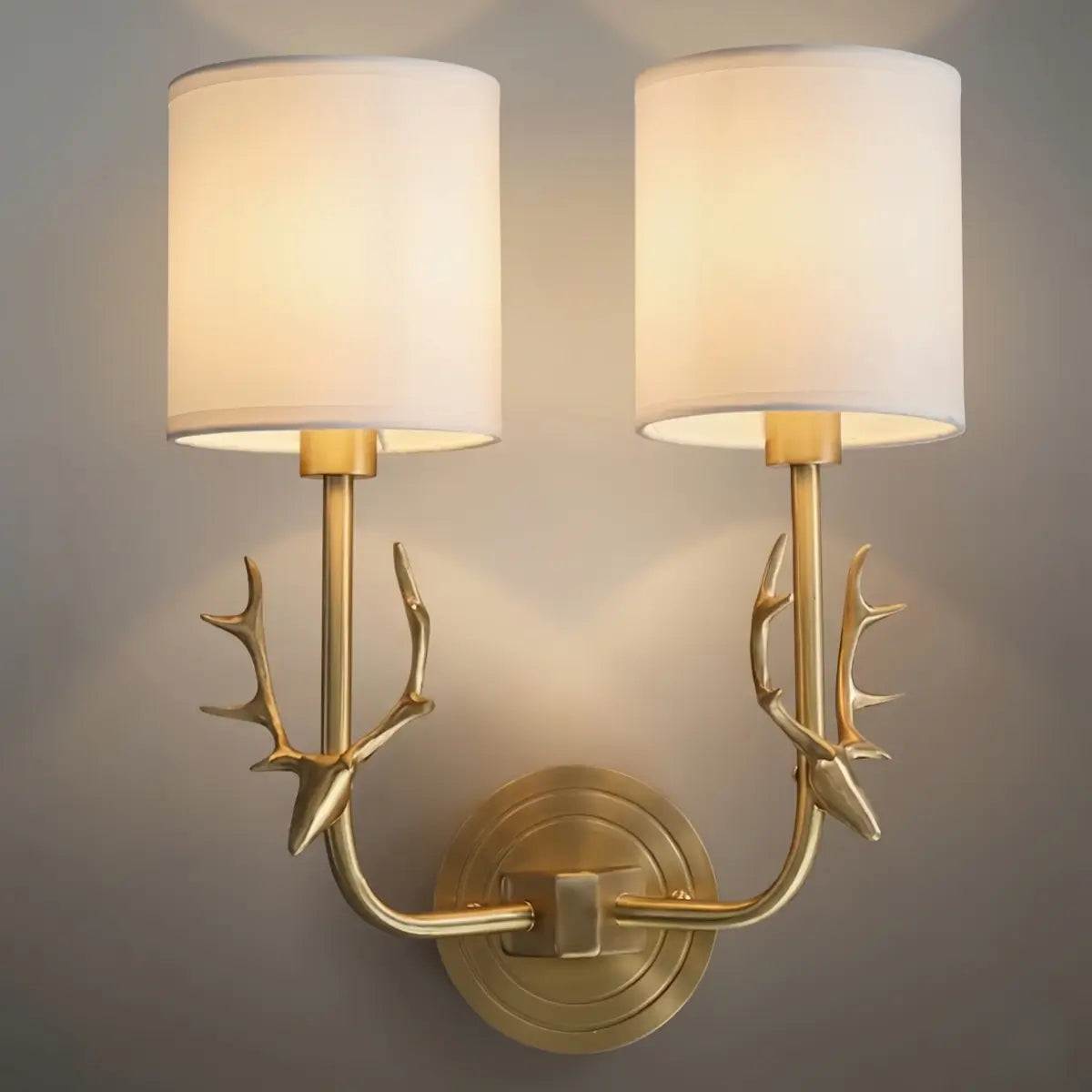 Art Deco Wall Lamp — Brass & Linen White